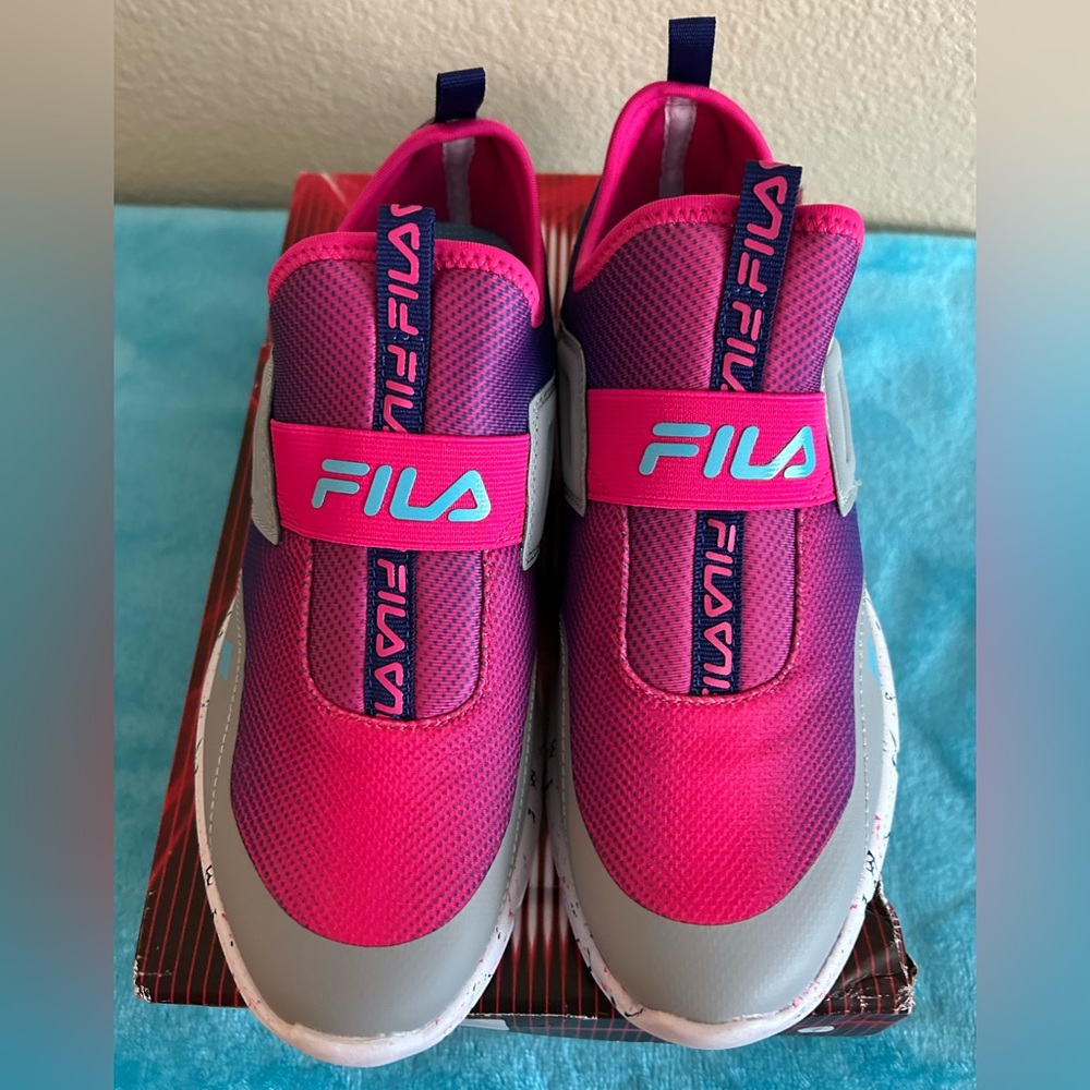 Fila Landbuzzer Marble Neon Pink and Purple Athletic Shoes Size 8M